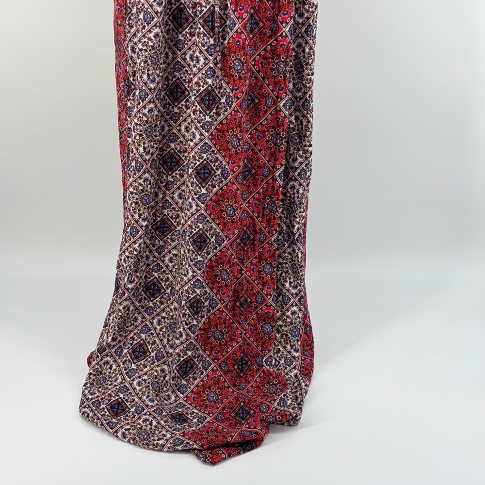 Alya Maxi Dress Women Size S Red Blue Boho Patchwork Lace Up Summer Coastal - Picture 4 of 10